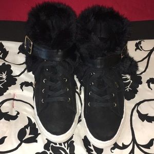 Jennifer Lopez faux fur Sneakers
